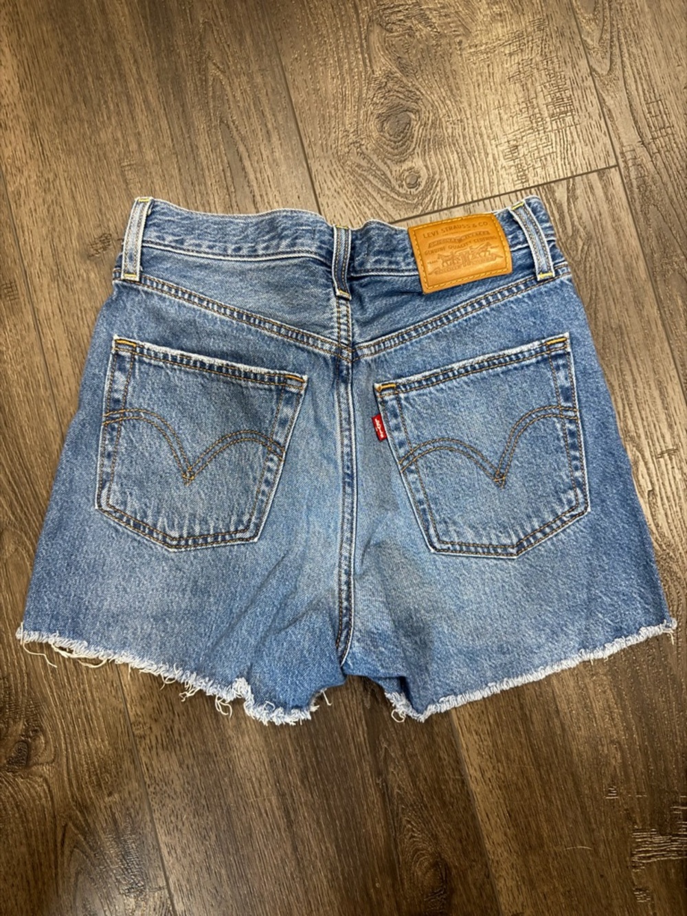 Levi's Women's Medium Blue Denim Frayed Hem Shorts